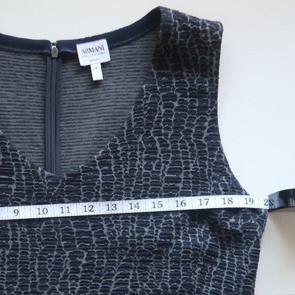 Armani Collezioni  Navy Blue & Grey Textured Stretchy Jacquard Shift Dress Italy - Picture 12 of 16